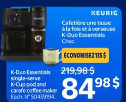 Walmart KEURIG K-Duo Essentials single-serve K-Cup pod and carafe coffee maker offer