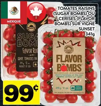 Supermarché PA TOMATES RAISINS (SUGAR BOMBS) OU CERISES (FLAVOR BOMBS) SUR VIGNE SUNSET offer