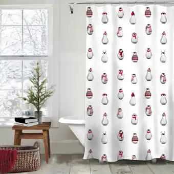 Giant Tiger Christmas Penguins Shower Curtain - 72in. offer
