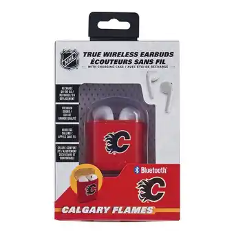 Giant Tiger NHL Licensed Calgary Flames True Wireless Bluetooth Earbuds with Charging Case, White offer