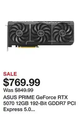 Newegg ASUS PRIME GeForce RTX 5070 12GB 192-Bit GDDR7 PCI Express 5.0 Graphics Card PRIME-RTX5070-12G offer