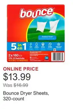 Costco Bounce Dryer Sheets, 320-count offer