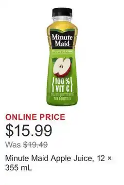Costco Minute Maid Apple Juice, 12 × 355 mL offer