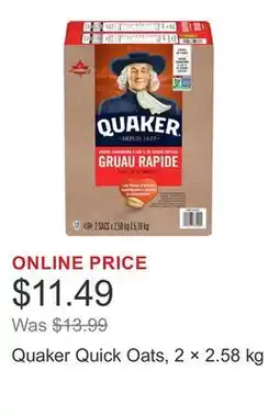 Costco Quaker Quick Oats, 2 × 2.58 kg offer