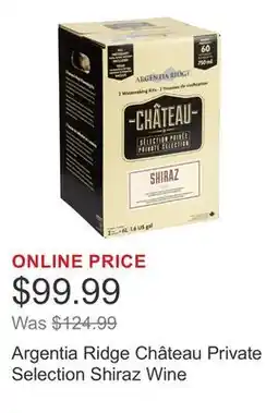 Costco Argentia Ridge Château Private Selection Shiraz Wine offer