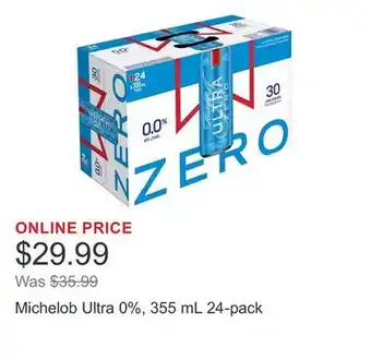 Costco Michelob Ultra 0%, 355 mL 24-pack offer