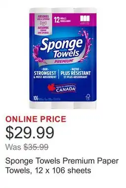 Costco Sponge Towels Premium Paper Towels, 12 x 106 sheets offer