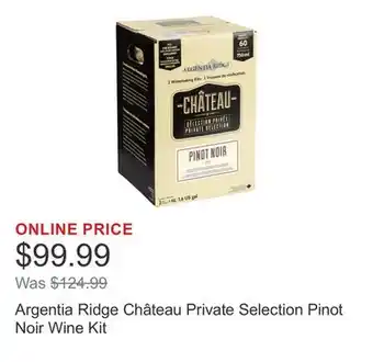 Costco Argentia Ridge Château Private Selection Pinot Noir Wine Kit offer