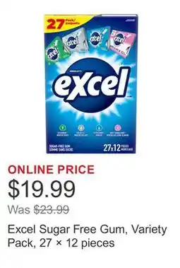Costco Excel Sugar Free Gum, Variety Pack, 27 × 12 pieces offer