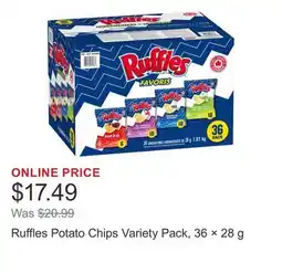 Costco Ruffles Potato Chips Variety Pack, 36 × 28 g offer