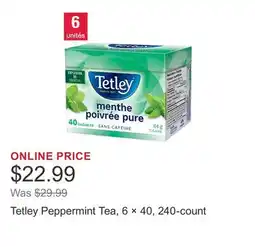 Costco Tetley Peppermint Tea, 6 × 40, 240-count offer