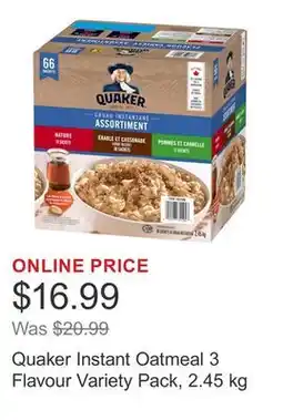 Costco Quaker Instant Oatmeal 3 Flavour Variety Pack, 2.45 kg offer