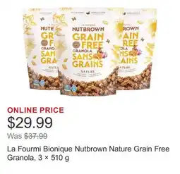 Costco La Fourmi Bionique Nutbrown Nature Grain Free Granola, 3 × 510 g offer