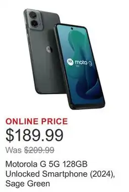 Costco Motorola G 5G 128GB Unlocked Smartphone (2024), Sage Green offer