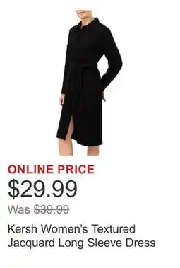 Costco Kersh Women's Textured Jacquard Long Sleeve Dress offer