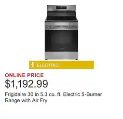 Costco Frigidaire 30 in 5.3 cu. ft. Electric 5-Burner Range with Air Fry offer