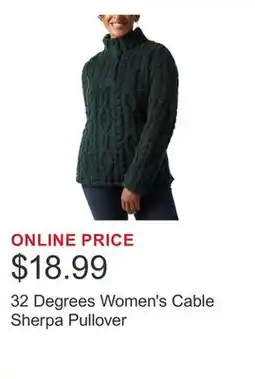 Costco 32 Degrees Women's Cable Sherpa Pullover offer