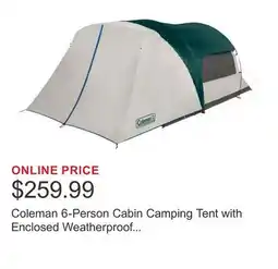 Costco Coleman 6-Person Cabin Camping Tent with Enclosed Weatherproof Screenroom offer