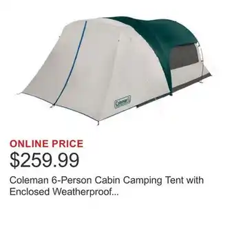 Costco Coleman 6-Person Cabin Camping Tent with Enclosed Weatherproof Screenroom offer