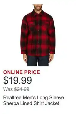 Costco Realtree Men's Long Sleeve Sherpa Lined Shirt Jacket offer