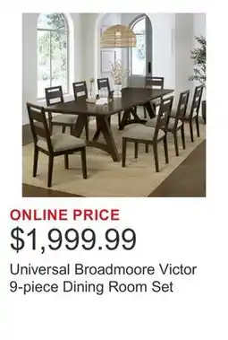 Costco Universal Broadmoore Victor 9-piece Dining Room Set offer