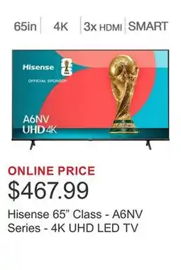 Costco Hisense 65 Class - A6NV Series - 4K UHD LED TV offer