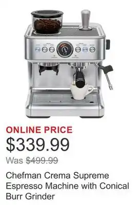 Costco Chefman Crema Supreme Espresso Machine with Conical Burr Grinder offer
