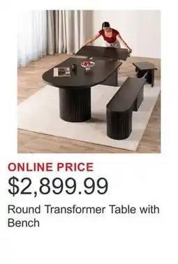 Costco Round Transformer Table with Bench offer