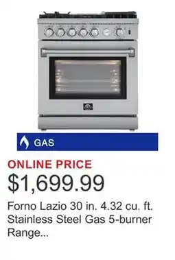Costco Forno Lazio 30 in. 4.32 cu. ft. Stainless Steel Gas 5-burner Range with Air Fryer offer
