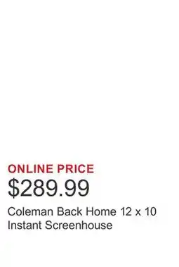 Costco Coleman Back Home 12 x 10 Instant Screenhouse offer