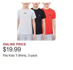 Costco Fila Kids T-Shirts, 3-pack offer
