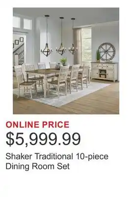 Costco Shaker Traditional 10-piece Dining Room Set offer