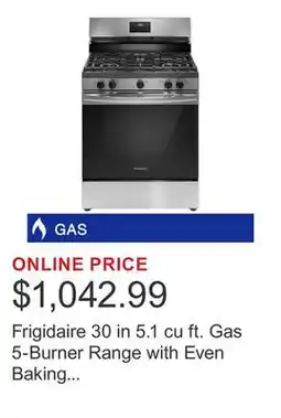 Costco Frigidaire 30 in 5.1 cu ft. Gas 5-Burner Range with Even Baking Technology offer