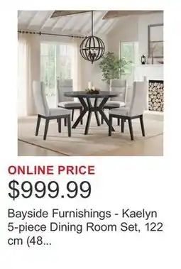 Costco Bayside Furnishings - Kaelyn 5-piece Dining Room Set, 122 cm (48 in.) Diameter offer