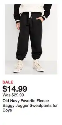 Old Navy Old Navy Favorite Fleece Baggy Jogger Sweatpants for Boys offer