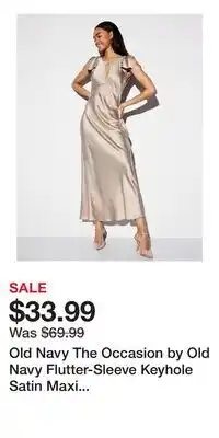 Old Navy Old Navy The Occasion by Old Navy Flutter-Sleeve Keyhole Satin Maxi Dress offer