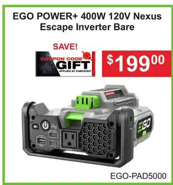 Atlas Tools & Machinery EGO POWER + 400W 120V Nexus Escape Inverter offer