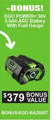 Atlas Tools & Machinery EGO POWER + 56V 5.0Ah ARC Battery With Fuel Gauge offer