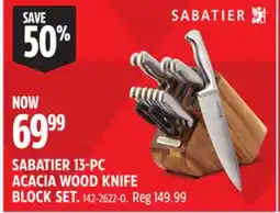 Canadian Tire SABATIER 13-PC ACACIA WOOD KNIFE BLOCK SET offer