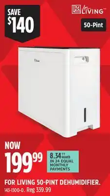 Canadian Tire FOR LIVING 50-PINT DEHUMIDIFIER offer