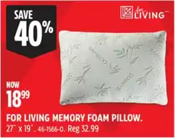 Canadian Tire FOR LIVING MEMORY FOAM PILLOW offer