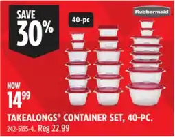 Canadian Tire Rubbermaid TAKEALONGS CONTAINER SET offer