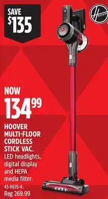Canadian Tire HOOVER MULTI-FLOOR CORDLESS STICK VAC offer