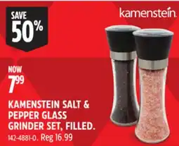 Canadian Tire KAMENSTEIN SALT & PEPPER GLASS GRINDER SET, FILLED offer