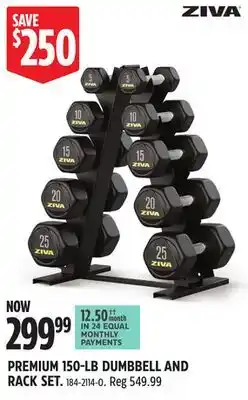 Canadian Tire ZIVA PREMIUM 150-LB DUMBBELL AND RACK SET offer