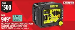 Canadian Tire CHAMPION 4000W/5500W DUAL-FUEL INVERTER GENERATOR WITH CO SHIELD, 224CC offer