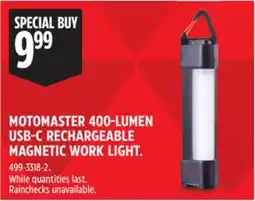 Canadian Tire MOTOMASTER 400-LUMEN USB-C RECHARGEABLE MAGNETIC WORK LIGHT offer
