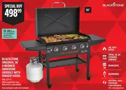 Canadian Tire BLACKSTONE ORIGINAL 36˝ 4-BURNER OMNIVORE GRIDDLE WITH HINGED HOOD offer