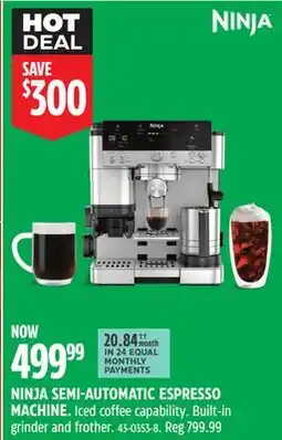 Canadian Tire NINJA SEMI-AUTOMATIC ESPRESSO MACHINE offer