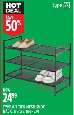 Canadian Tire TYPE A 3-TIER MESH SHOE RACK offer